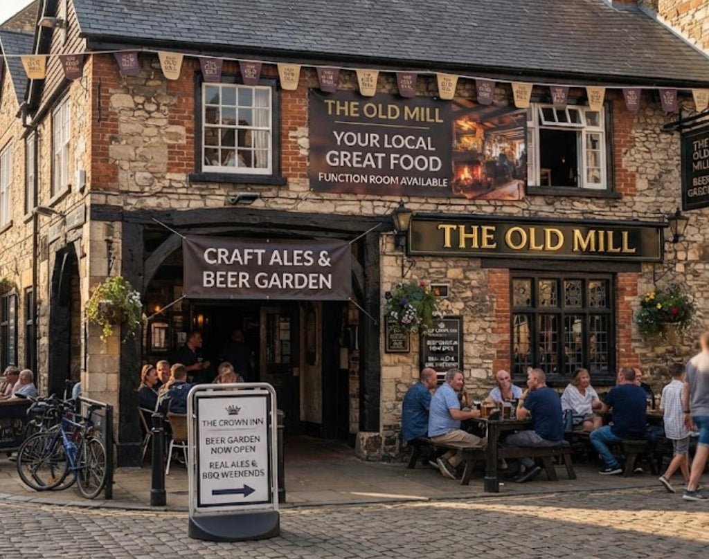 Pub sign and banners